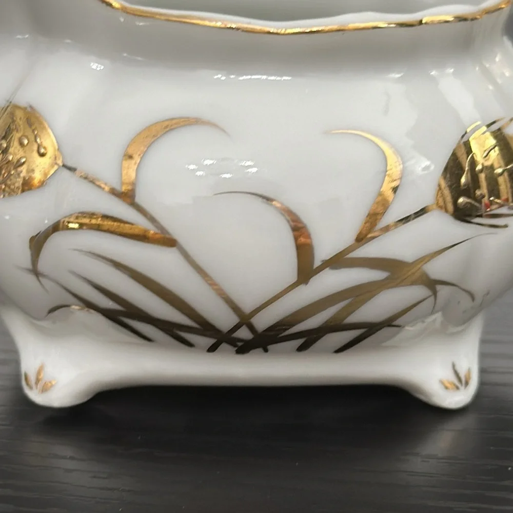 Lefton China Wheat #20120 Demitasse (mini) Cream & Lidded Sugar Bowl Gold Accent